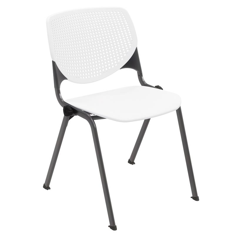 Pemberly Row Modern Transitional Plastic Stack Chair in White