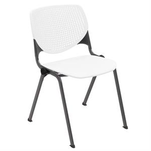 Pemberly Row Modern Transitional Plastic Stack Chair in White