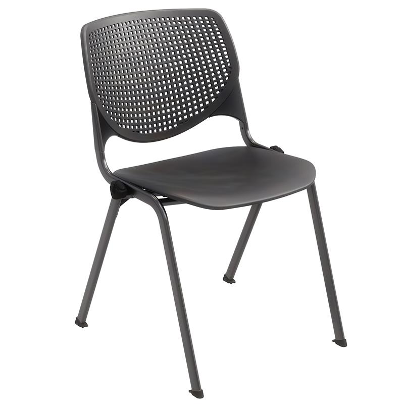 Pemberly Row Modern Transitional Plastic Stack Chair in Black