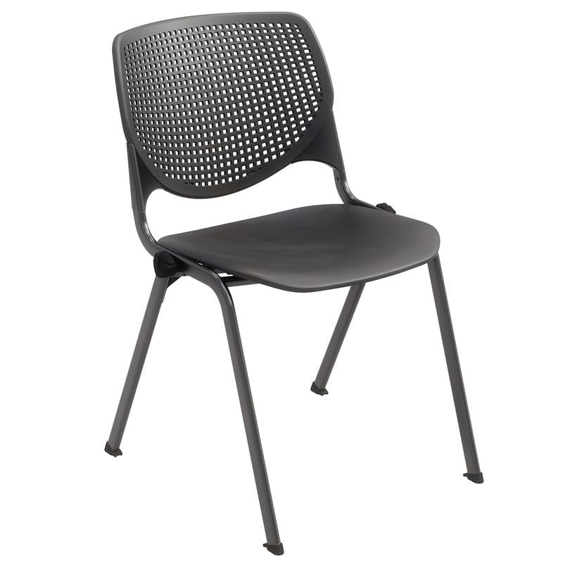 Pemberly Row Modern Transitional Plastic Stack Chair in Black
