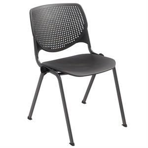 Pemberly Row Modern Transitional Plastic Stack Chair in Black
