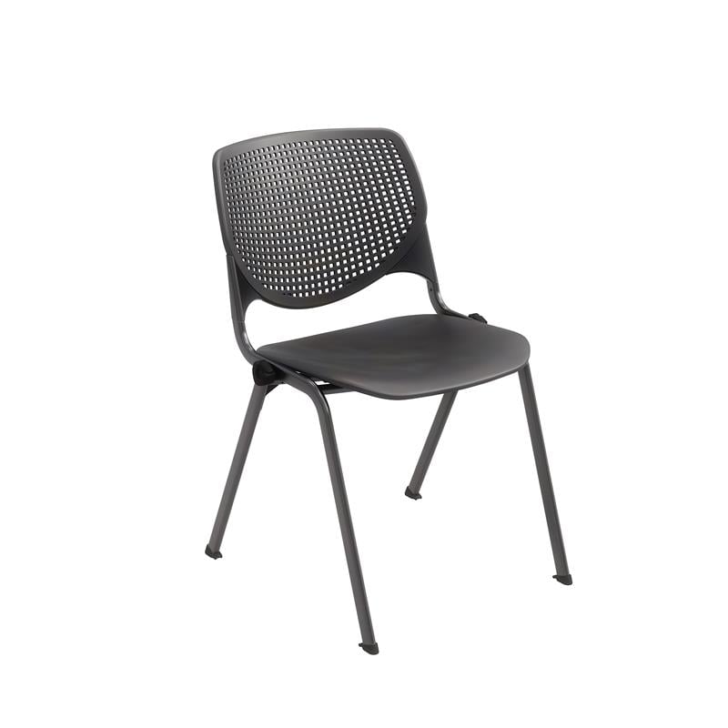 Pemberly Row Modern Transitional Plastic Stack Chair in Black