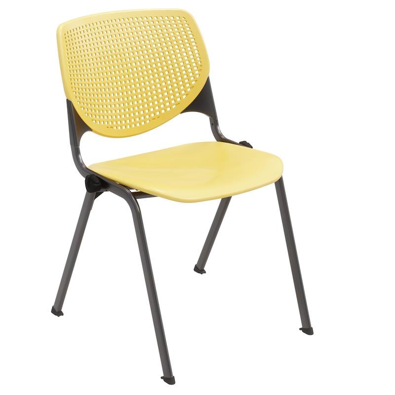 Pemberly Row Modern Transitional Plastic Stack Chair in Yellow