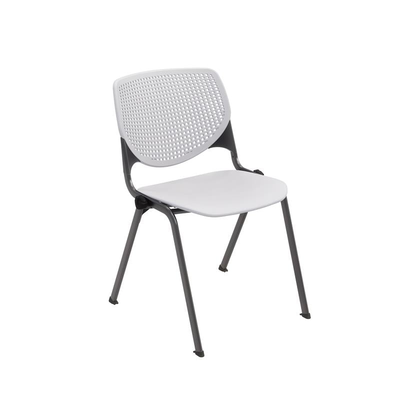 Pemberly Row Modern Transitional Plastic Stack Chair in Light Grey