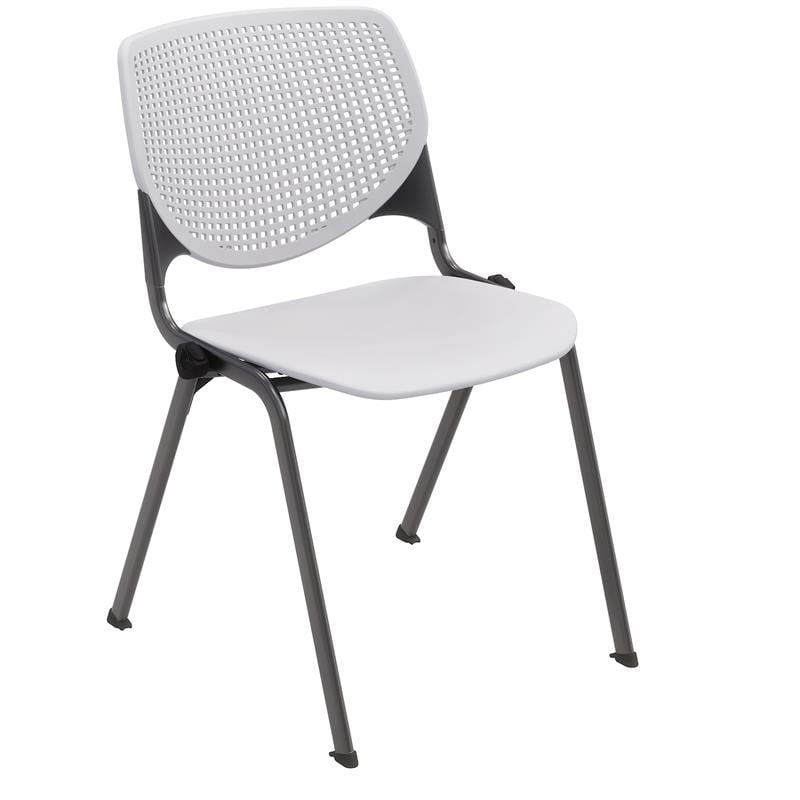 Pemberly Row Modern Transitional Plastic Stack Chair in Light Grey