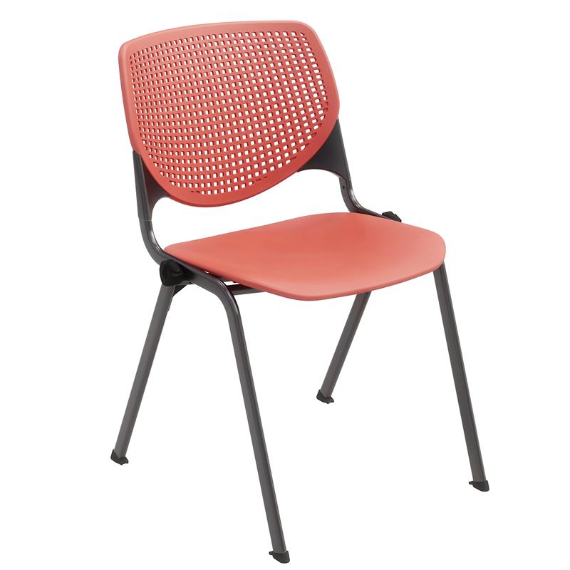 Pemberly Row Transitional Plastic Metal Stack Chair in Coral