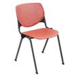 Pemberly Row Transitional Plastic Metal Stack Chair in Coral