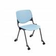 Pemberly Row Transitional Plastic Stack Chair with Casters in Sky Blue