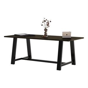 Pemberly Row 42&quotx84&quotx36&quot Espresso Conference H-table with Vintage Steel Frame