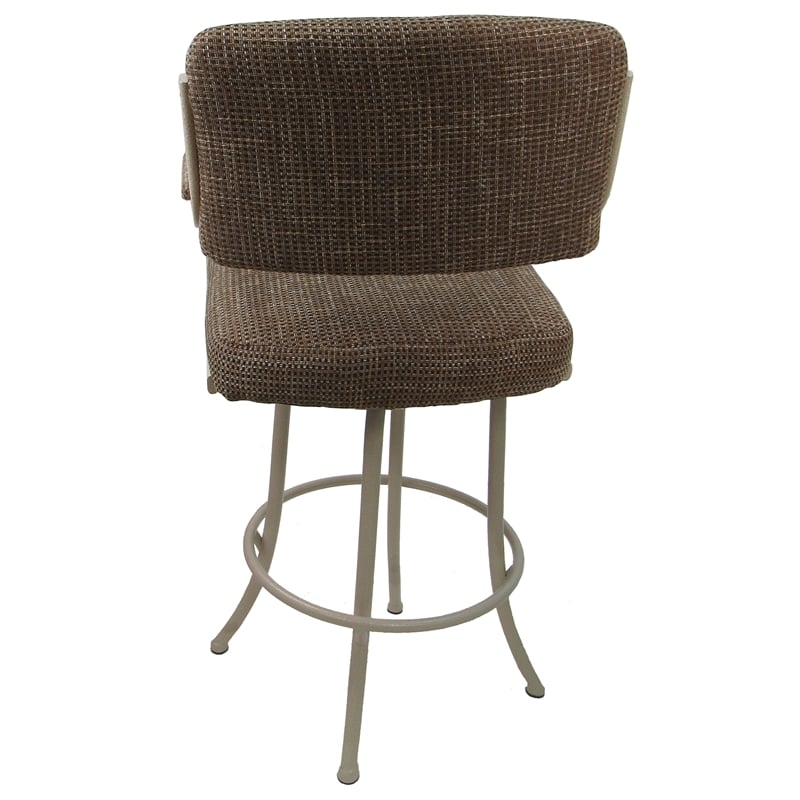 Pemberly Row Checkered 360 Degree Swivel Counter Metal Bar Stool in Brown