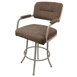 Pemberly Row Checkered 360 Degree Swivel Counter Metal Bar Stool in Brown