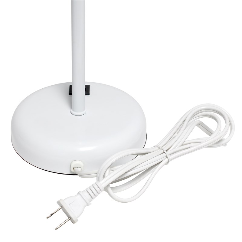 Pemberly Row Metal Stick Lamp with USB Port 2 Pack in White with Gray Shade