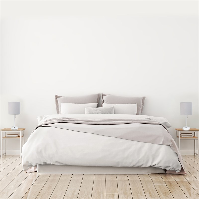 Pemberly Row Metal Stick Lamp with USB Port 2 Pack in White with Gray Shade