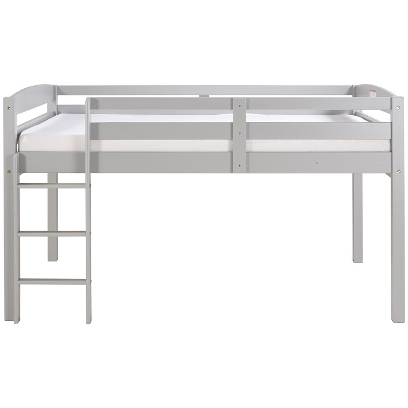 Pemberly Row Traditional Solid Wood Low Loft Bed Frame Twin in Gray