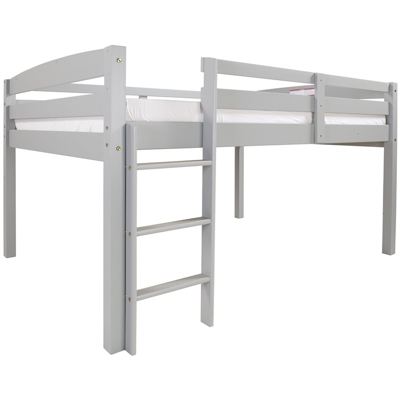 Pemberly Row Traditional Solid Wood Low Loft Bed Frame Twin in Gray