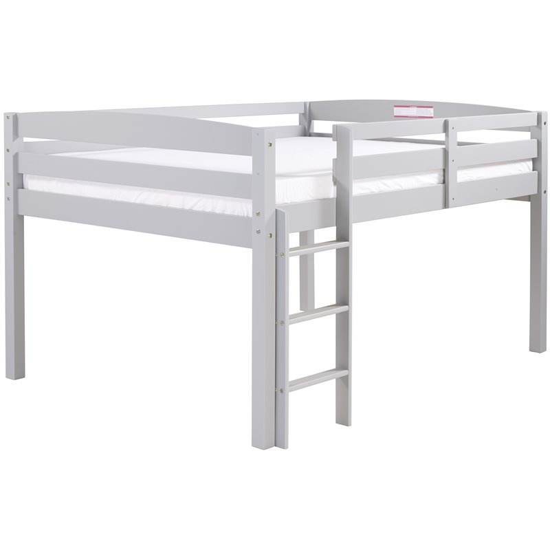 Pemberly Row Traditional Solid Wood Low Loft Bed Frame Twin in Gray