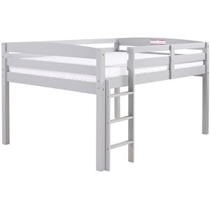 Pemberly Row Traditional Solid Wood Low Loft Bed Frame Twin in Gray
