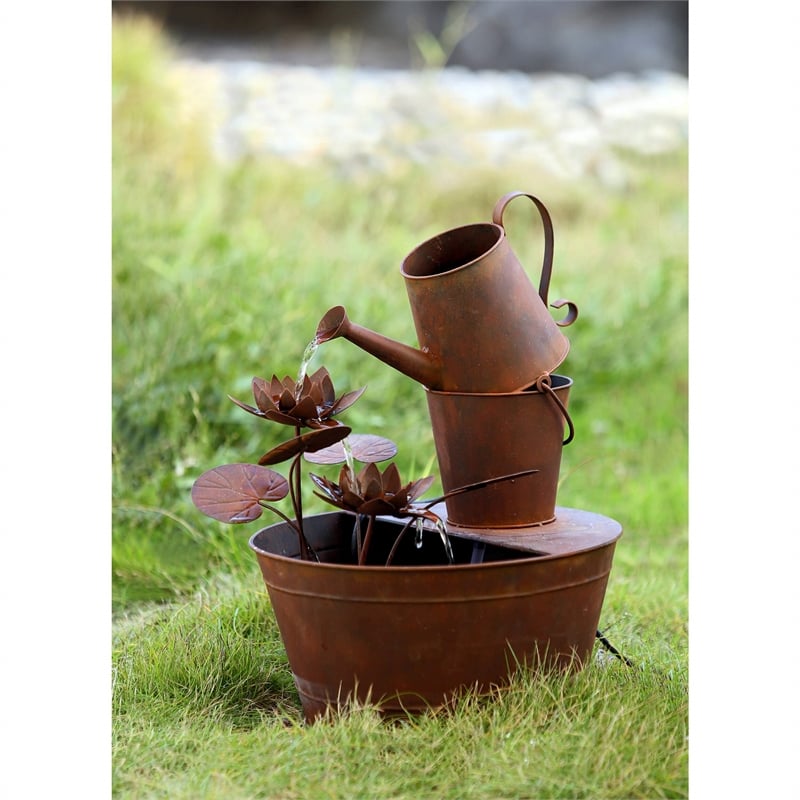 Pemberly Row Poly-Resin and Fiber Glass Water Can Fountain in Multi-Color
