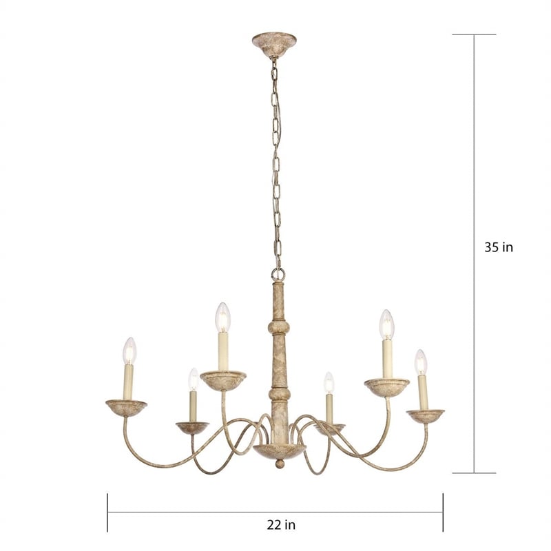 Pemberly Row 6-Light Transitional Metal Chandelier in Weathered Dove