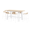 Pemberly Row Bar Height Table and 6 Barstools Set in White/Natural