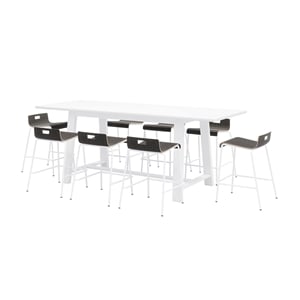 Pemberly Row Table and 8 Counter Stools Set in Espresso/White