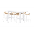 Pemberly Row Bar Height Table and 8 Barstools Set in Natural/White