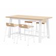 Pemberly Row Contemporary Cafe Table and 4 Chairs Set in Natural/White