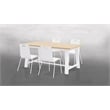 Pemberly Row Contemporary Natural Cafe Table and 4 Chairs Set in White