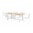 Pemberly Row Contemporary Natural Cafe Table and 6 Chairs Set in White