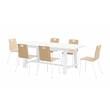 Pemberly Row Contemporary Cafe Table and 6 Chairs Set in Natural/White
