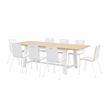 Pemberly Row Contemporary Natural Cafe Table and 8 Chairs Set in White
