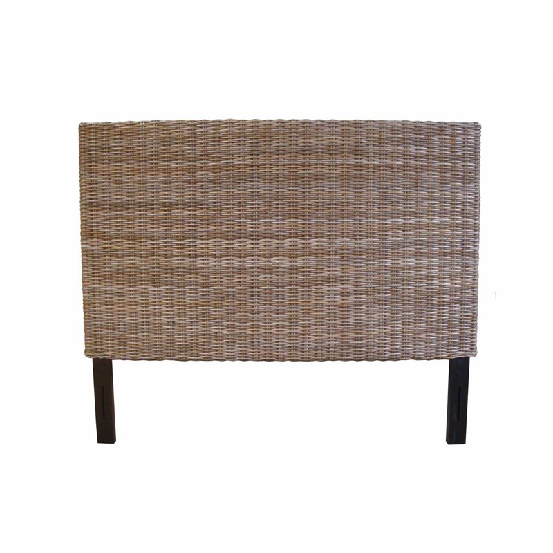 Pemberly Row Contemporary Wicker Weave King Headboard in Kubu Gray