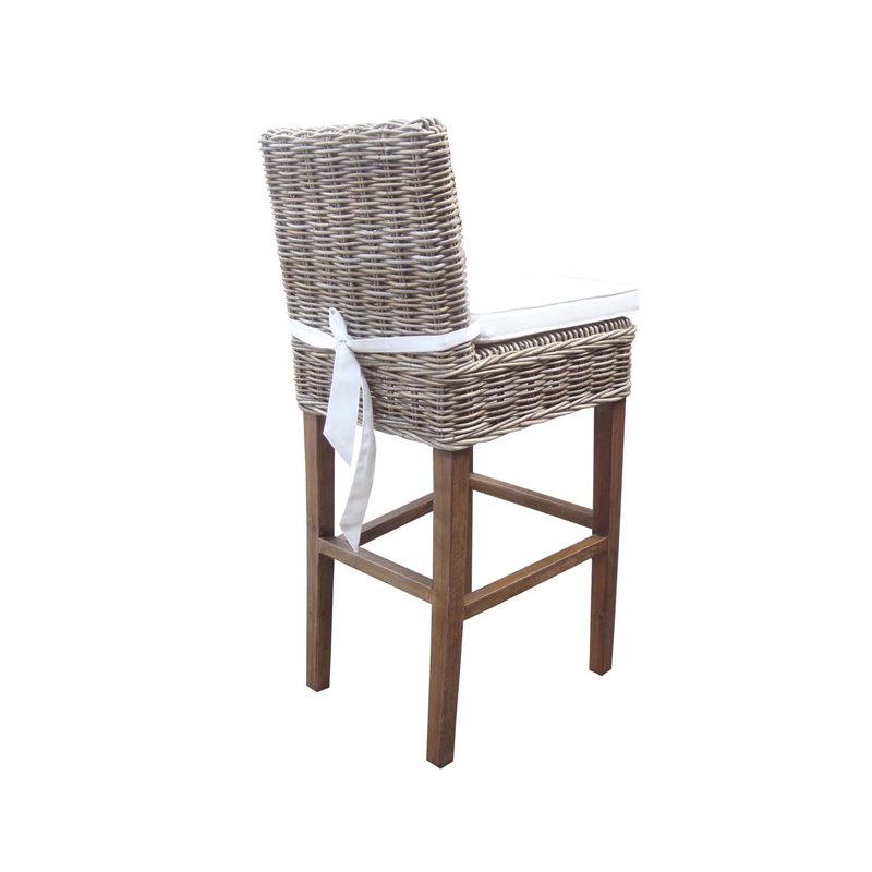 Pemberly Row Modern / Contemporary Rattan Barstool in Kubu Gray