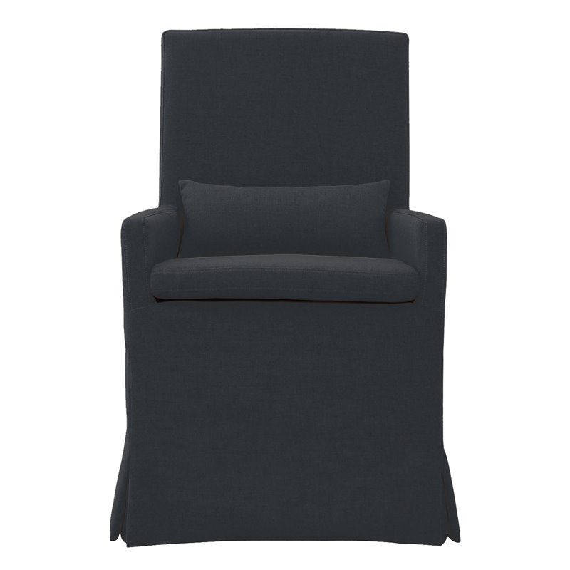 Pemberly Row Contemporary Wood Dining Armchair in Charcoal Gray