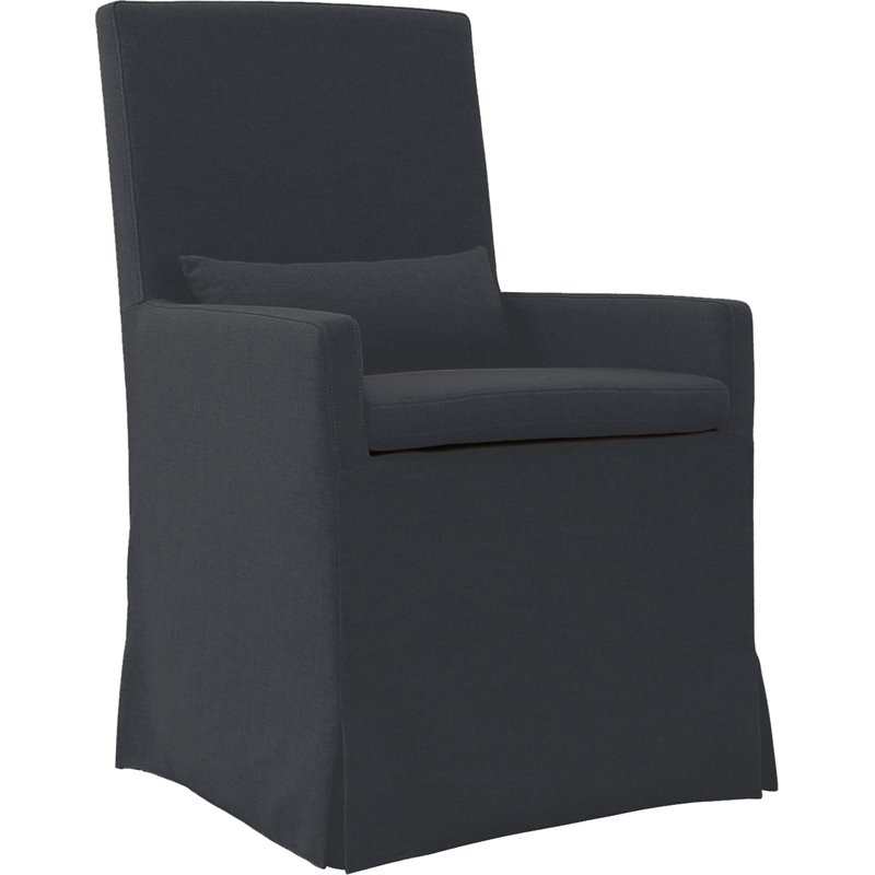 Pemberly Row Contemporary Wood Dining Armchair in Charcoal Gray