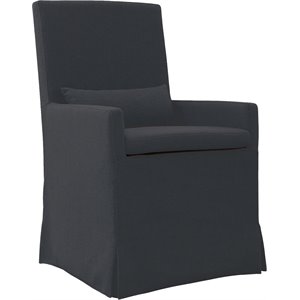 Pemberly Row Contemporary Wood Dining Armchair in Charcoal Gray