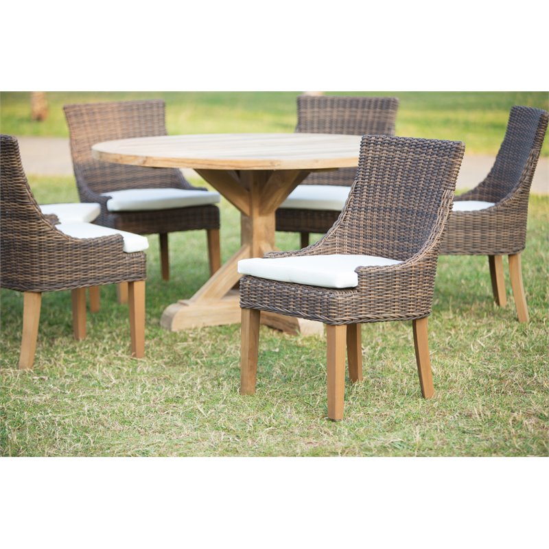 Pemberly Row Wicker Patio Dining Chair in Crocodile Green Rattan