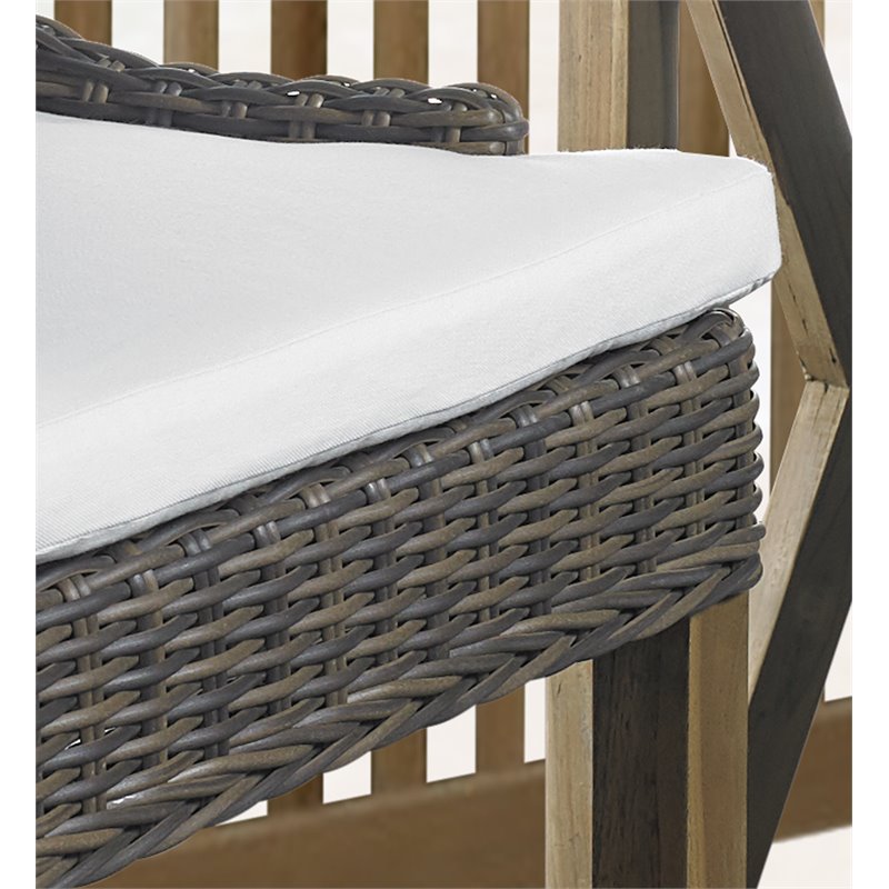 Pemberly Row Wicker Patio Dining Chair in Crocodile Green Rattan