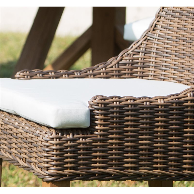 Pemberly Row Wicker Patio Dining Chair in Crocodile Green Rattan
