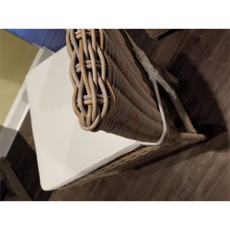 Pemberly Row Contemporary Wicker Patio Cushion Barstool in Kubu Gray