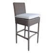Pemberly Row Contemporary Wicker Patio Cushion Barstool in Kubu Gray