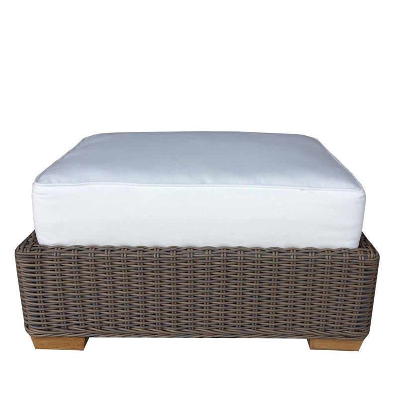 Pemberly Row Modern / Contemporary Wicker Patio Ottoman in Kubu Gray