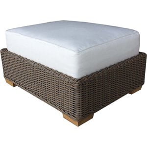 Pemberly Row Modern / Contemporary Wicker Patio Ottoman in Kubu Gray