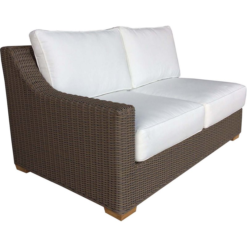 Pemberly Row Contemporary Wicker Patio Left Loveseat in Kubu Gray