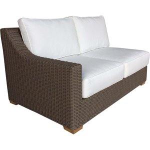 Pemberly Row Contemporary Wicker Patio Left Loveseat in Kubu Gray
