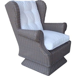 Pemberly Row Contemporary Wicker Patio Wing Swivel Chair in Kubu Gray