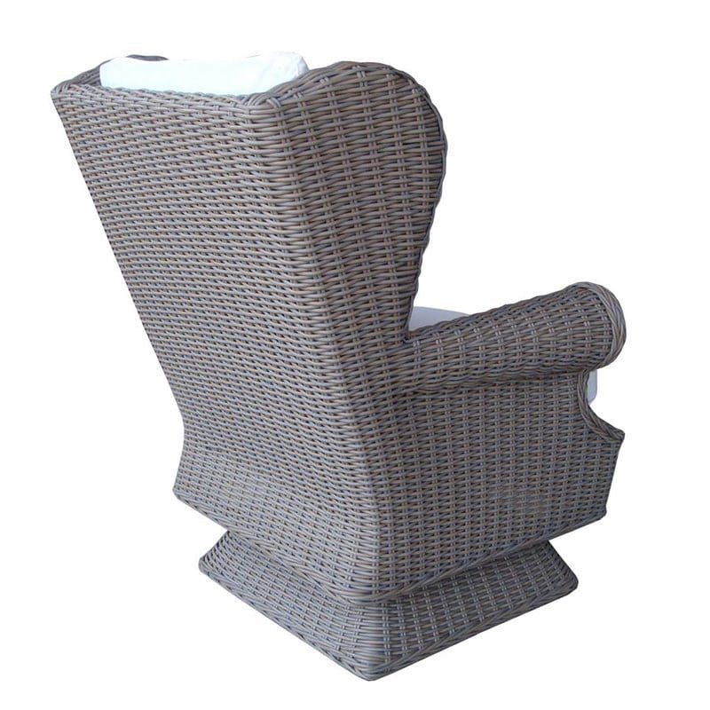 Pemberly Row Contemporary Wicker Patio Wing Swivel Chair in Kubu Gray