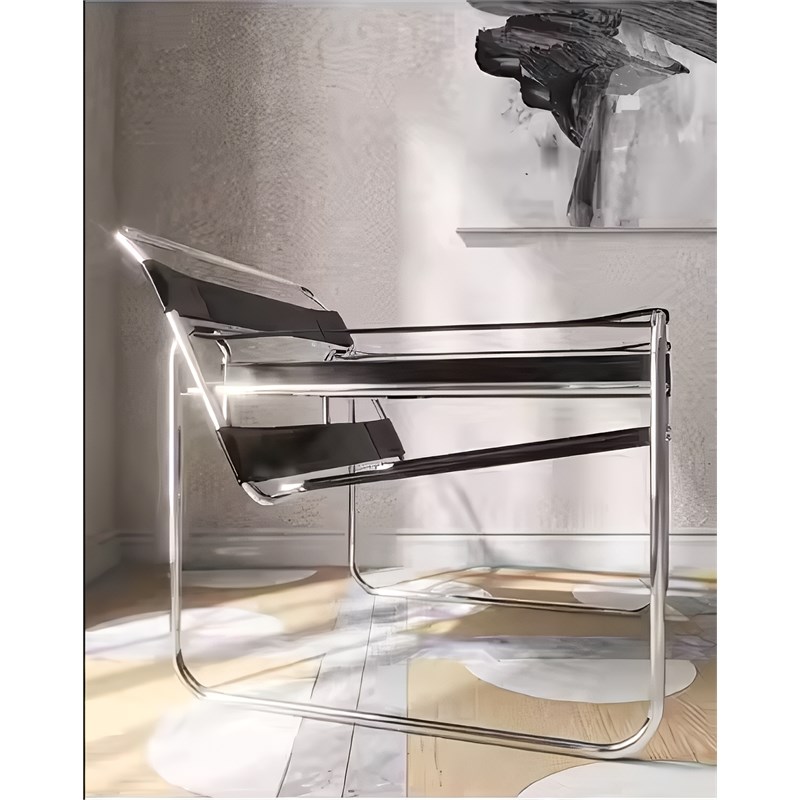 Pemberly Row Leather Club Chair Steel Frame Armchair in Black (Set of 2)