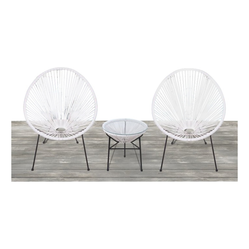 Pemberly Row 3-Piece Metal and Wicker Seating Group in White