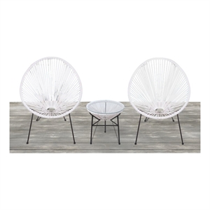 Pemberly Row 3-Piece Metal and Wicker Seating Group in White